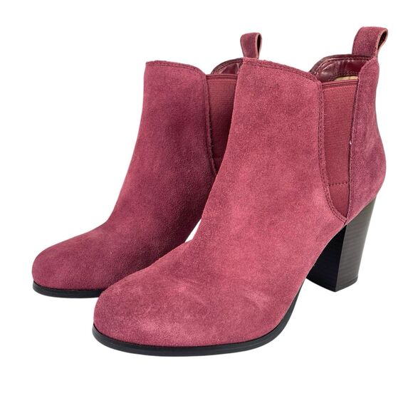 Shoes - Michael Kors Leather Suede Boots Women Sz 8 Ankle Boots Block Heel Red Wine NEW